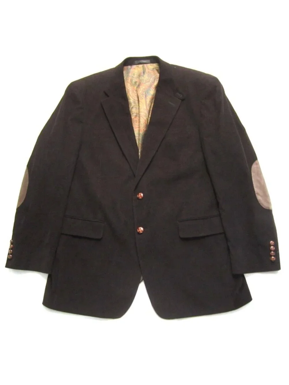 Lauren Ralph Lauren Corduroy Blazer 40R Elbow Patches Paisley Lining Y2K (MJ105)